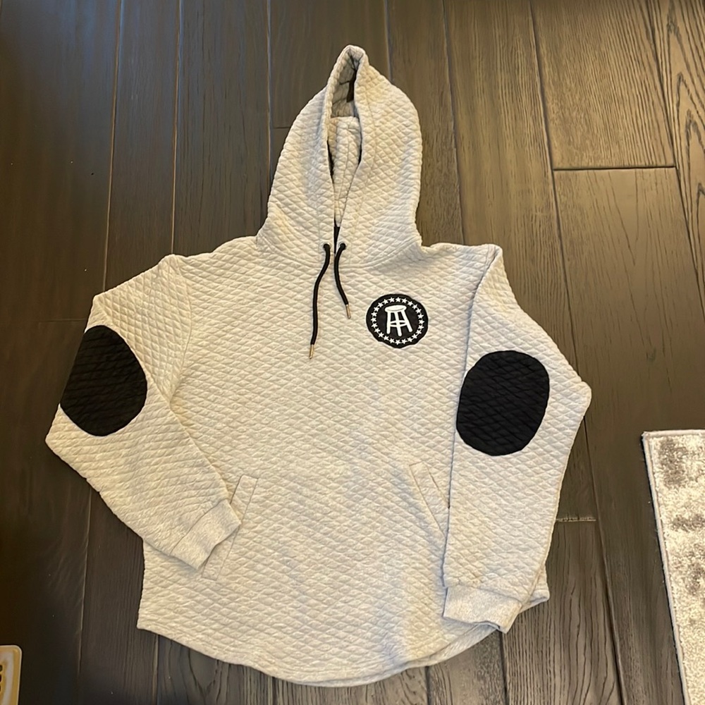 Grey barstool sports quilted hoodie